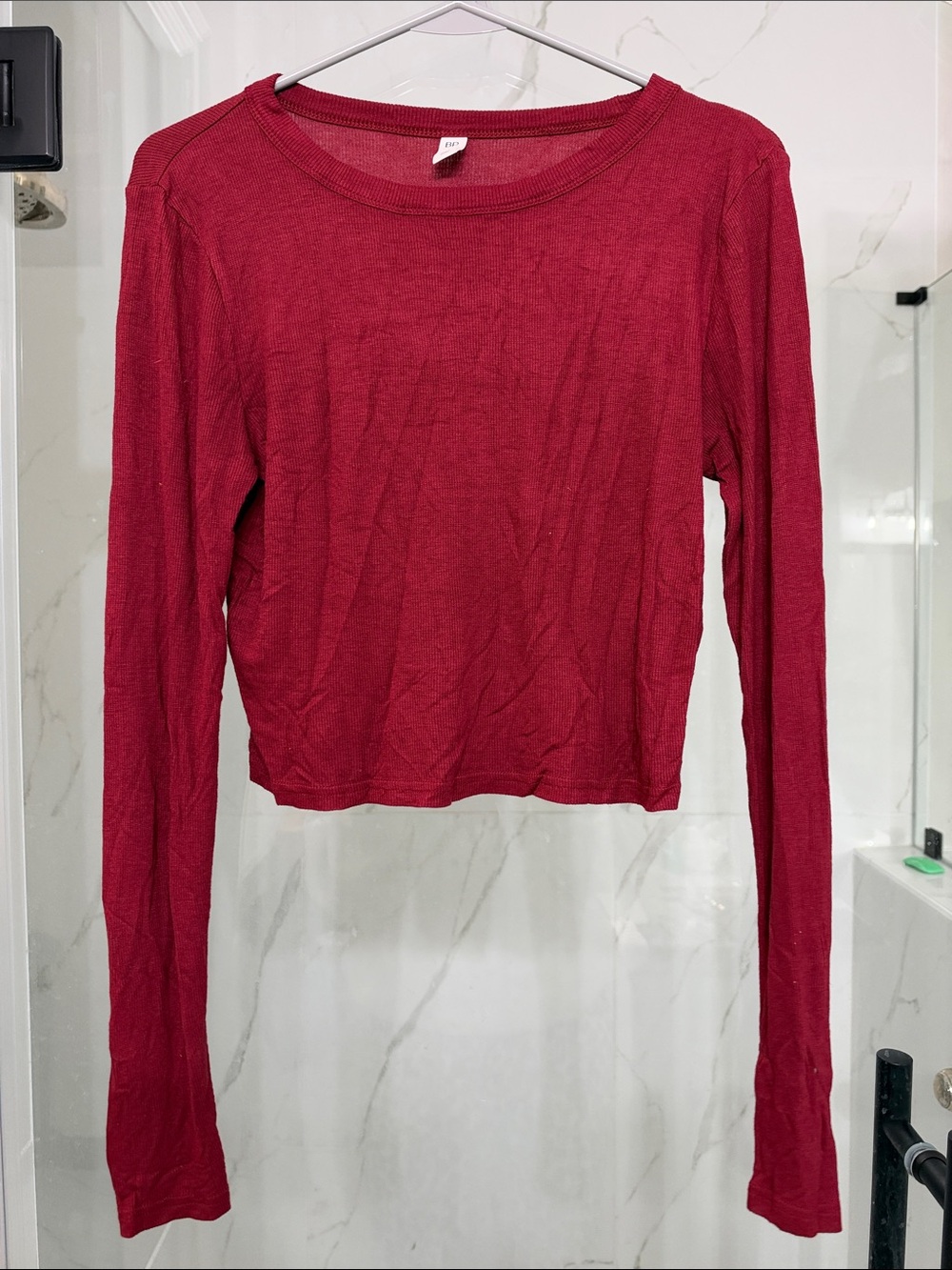 bp Red Long Sleeve Crop Top